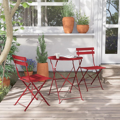 Set da bistrot pieghevole in metallo da 3 pezzi, set da conversazione per esterni/interni resistente alle intemperie, ideale per patio, cortile, giardino.