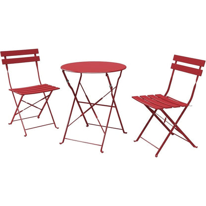 Set da bistrot pieghevole in metallo da 3 pezzi, set da conversazione per esterni/interni resistente alle intemperie, ideale per patio, cortile, giardino.