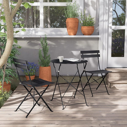 Set da bistrot pieghevole in metallo da 3 pezzi, set da conversazione per esterni/interni resistente alle intemperie, ideale per patio, cortile, giardino.