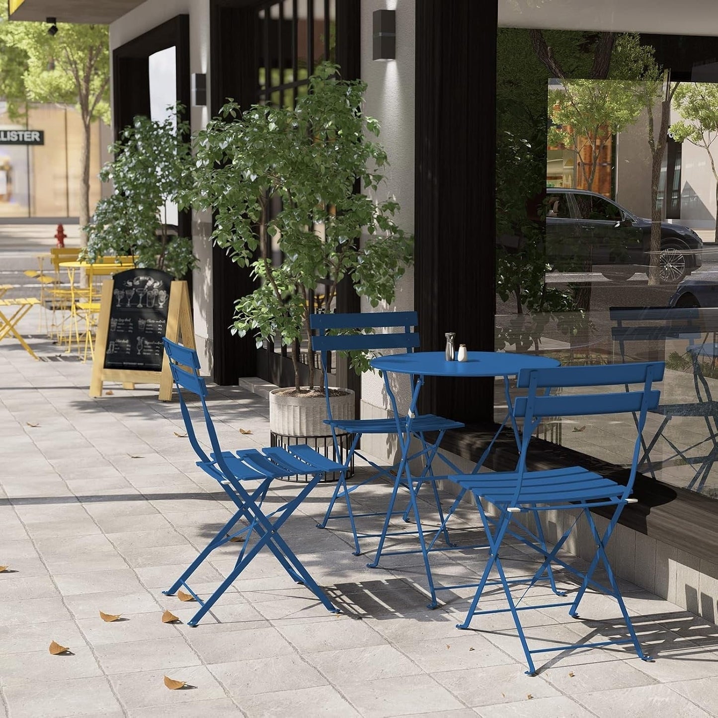 Set da bistrot pieghevole in metallo da 3 pezzi, set da conversazione per esterni/interni resistente alle intemperie, ideale per patio, cortile, giardino.