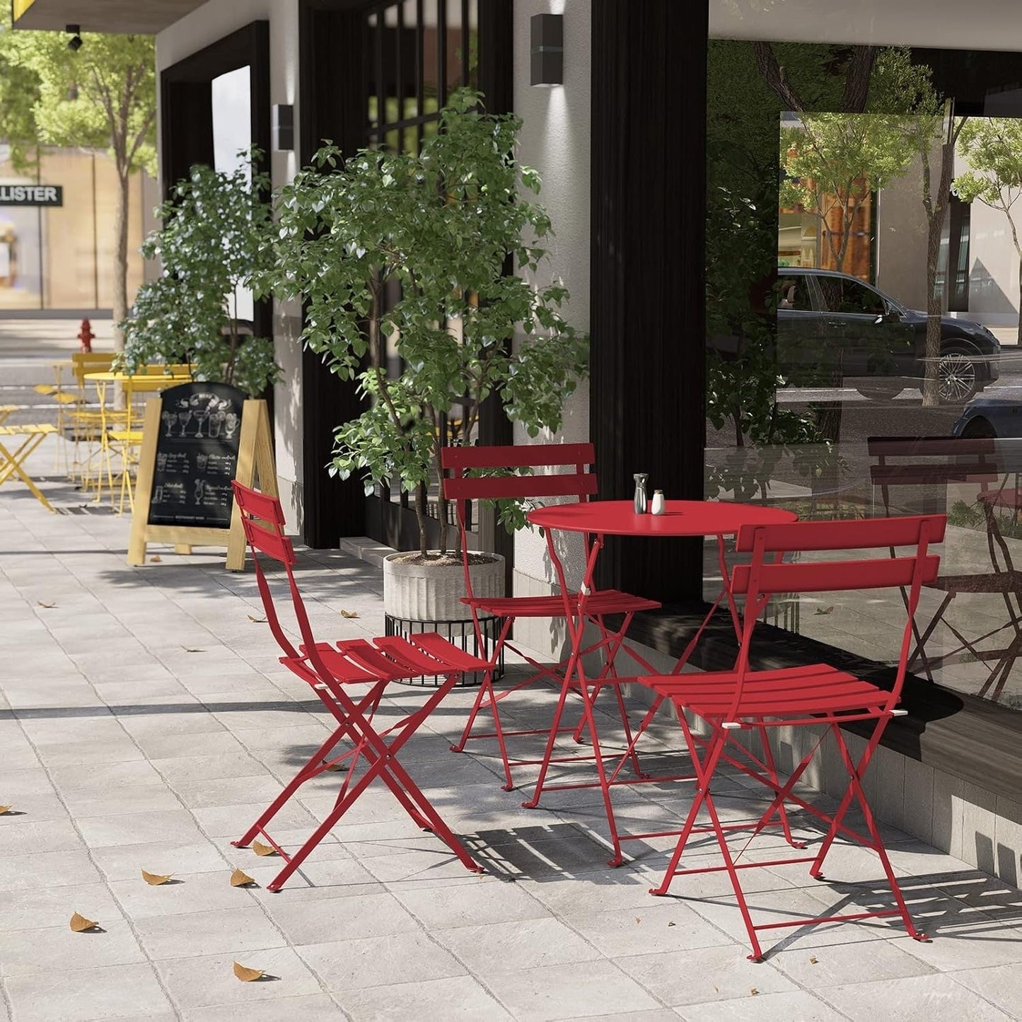 Set da bistrot pieghevole in metallo da 3 pezzi, set da conversazione per esterni/interni resistente alle intemperie, ideale per patio, cortile, giardino.