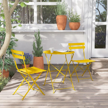 Set da bistrot pieghevole in metallo da 3 pezzi, set da conversazione per esterni/interni resistente alle intemperie, ideale per patio, cortile, giardino.