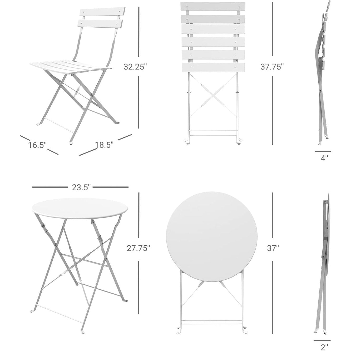 Set da bistrot pieghevole in metallo da 3 pezzi, set da conversazione per esterni/interni resistente alle intemperie, ideale per patio, cortile, giardino.