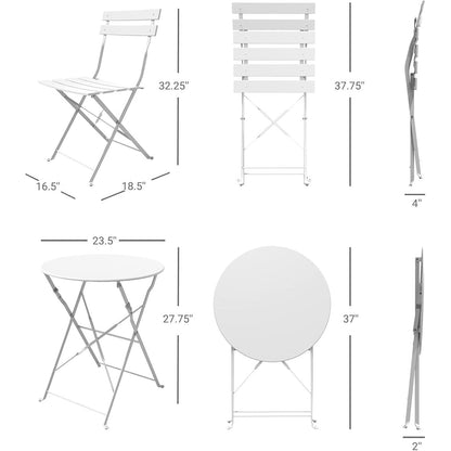 Set da bistrot pieghevole in metallo da 3 pezzi, set da conversazione per esterni/interni resistente alle intemperie, ideale per patio, cortile, giardino.