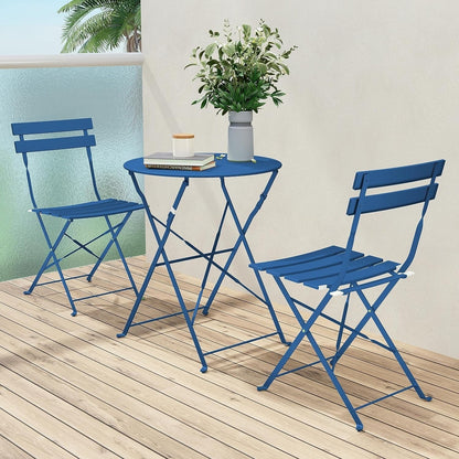 Set da bistrot pieghevole in metallo da 3 pezzi, set da conversazione per esterni/interni resistente alle intemperie, ideale per patio, cortile, giardino.