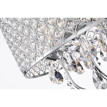 Lampadario a tamburo rotondo con perline e cristalli pendenti