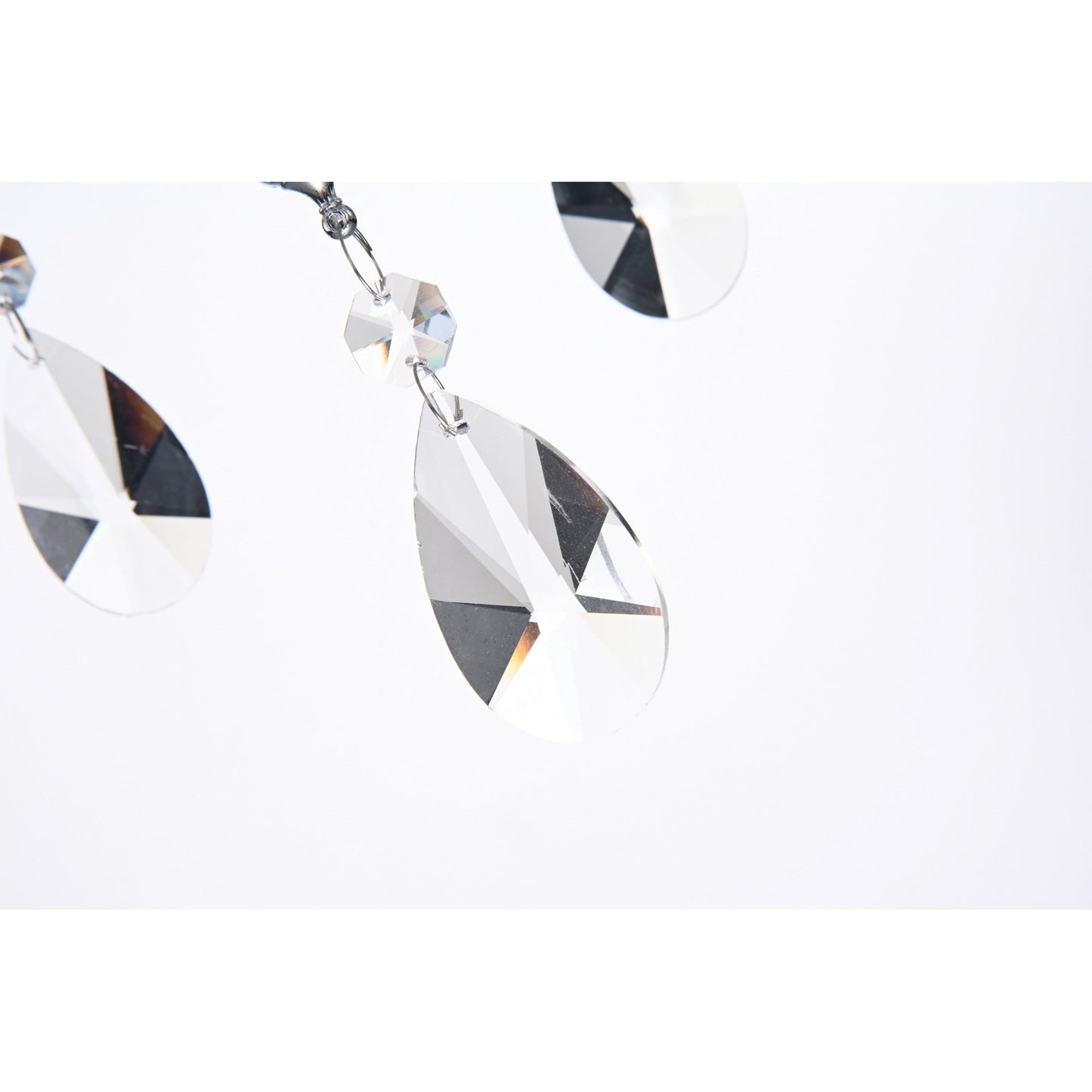 Lampadario a tamburo rotondo con perline e cristalli pendenti