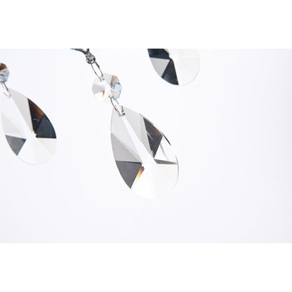 Lampadario a tamburo rotondo con perline e cristalli pendenti