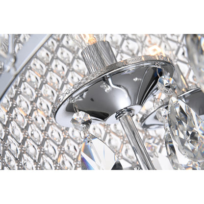 Lampadario a tamburo rotondo con perline e cristalli pendenti