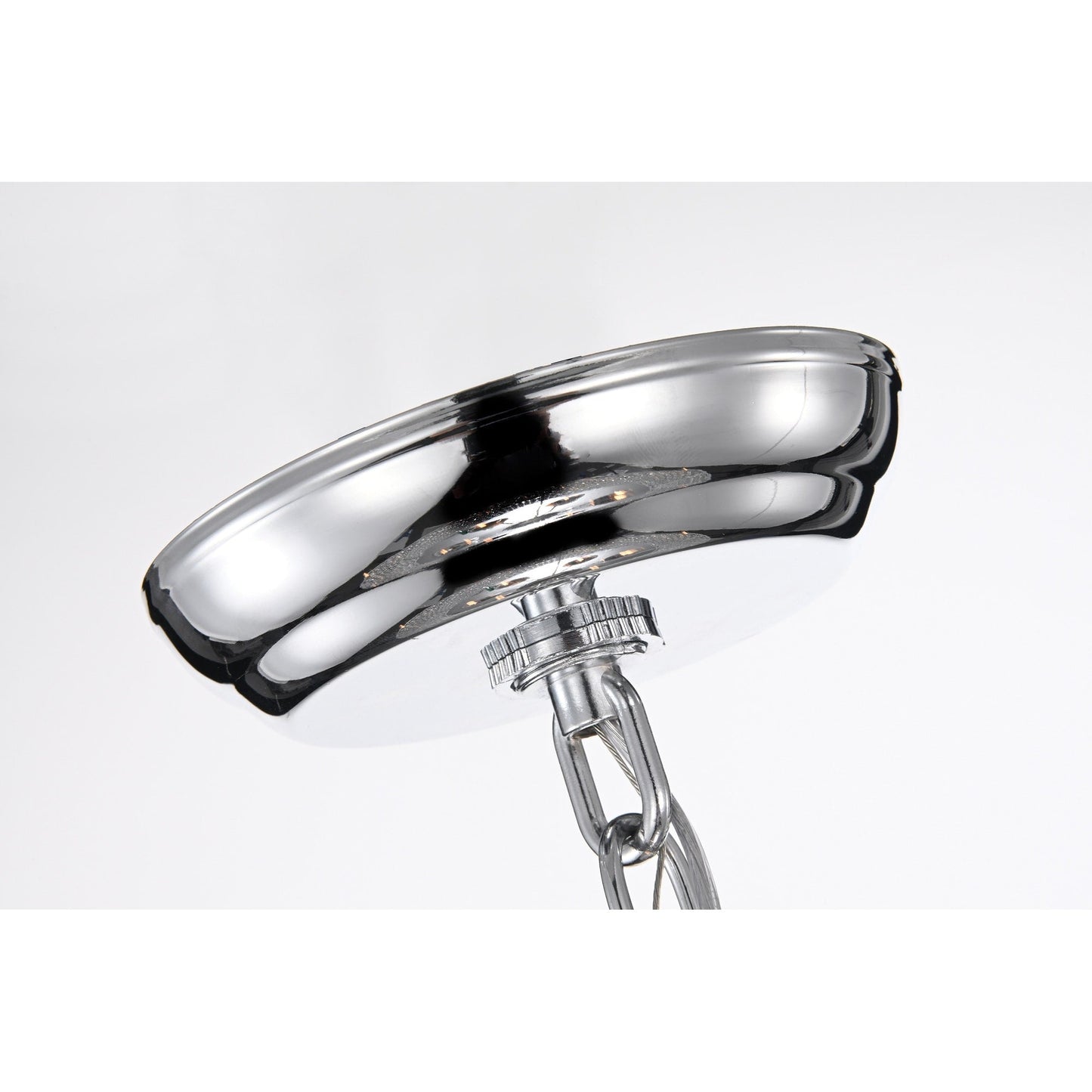 Lampadario a tamburo rotondo con perline e cristalli pendenti