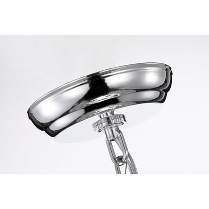 Lampadario a tamburo rotondo con perline e cristalli pendenti