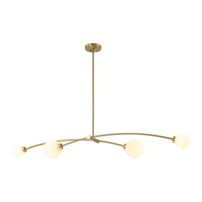 Lampada a sospensione a 4 luci, stile Sputnik lineare, moderna, color oro, ideale per isola cucina/sala da pranzo - 130,5 cm L x 28 cm P x 15 cm A