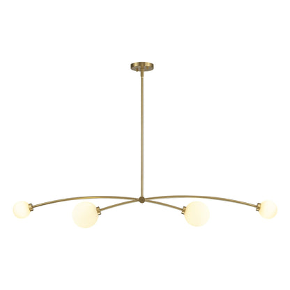 Lampada a sospensione a 4 luci, stile Sputnik lineare, moderna, color oro, ideale per isola cucina/sala da pranzo - 130,5 cm L x 28 cm P x 15 cm A
