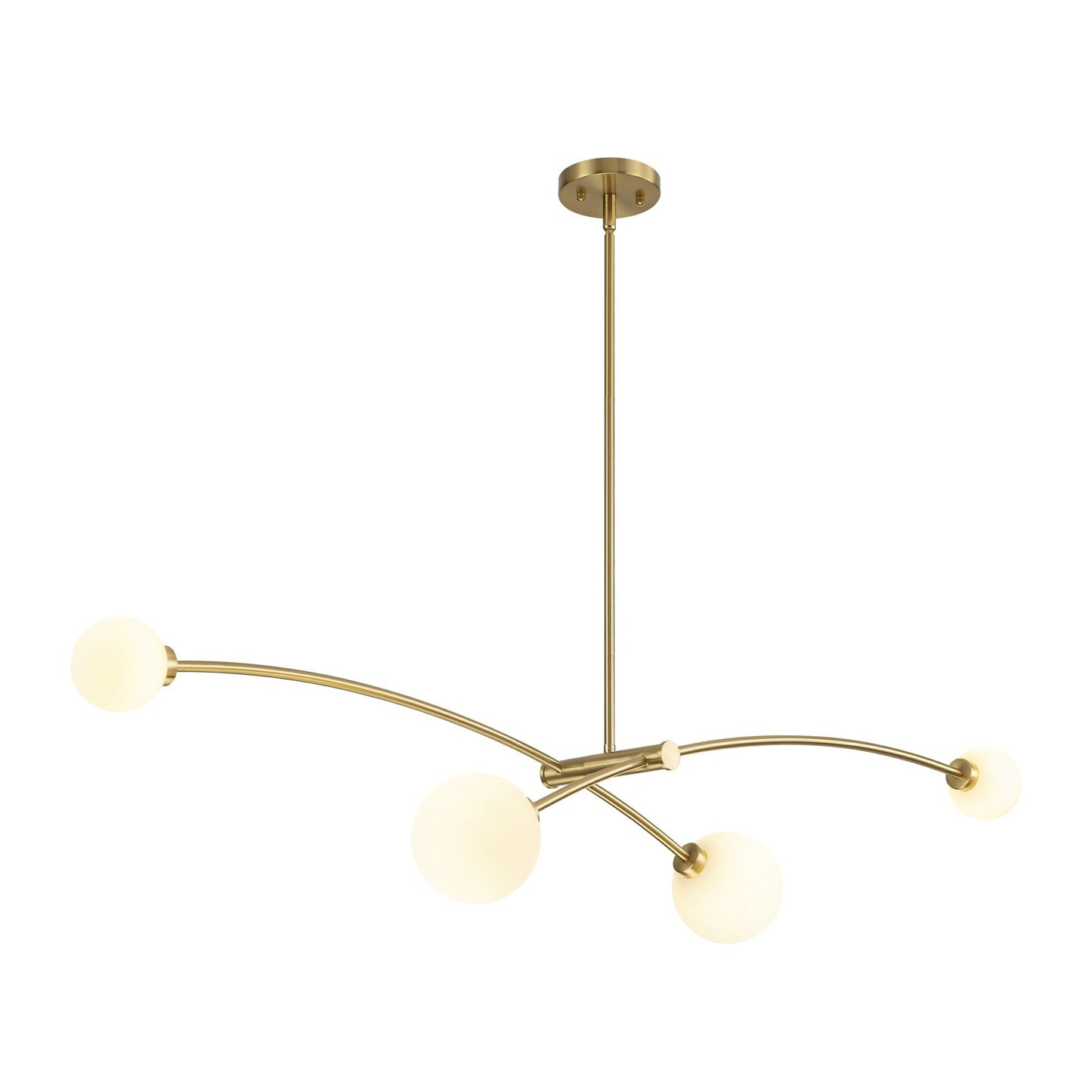 Lampada a sospensione a 4 luci, stile Sputnik lineare, moderna, color oro, ideale per isola cucina/sala da pranzo - 130,5 cm L x 28 cm P x 15 cm A