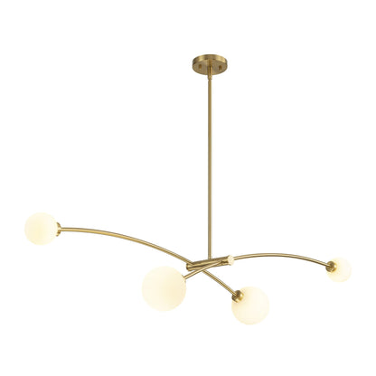 Lampada a sospensione a 4 luci, stile Sputnik lineare, moderna, color oro, ideale per isola cucina/sala da pranzo - 130,5 cm L x 28 cm P x 15 cm A