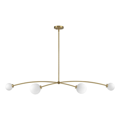 Lampada a sospensione a 4 luci, stile Sputnik lineare, moderna, color oro, ideale per isola cucina/sala da pranzo - 130,5 cm L x 28 cm P x 15 cm A