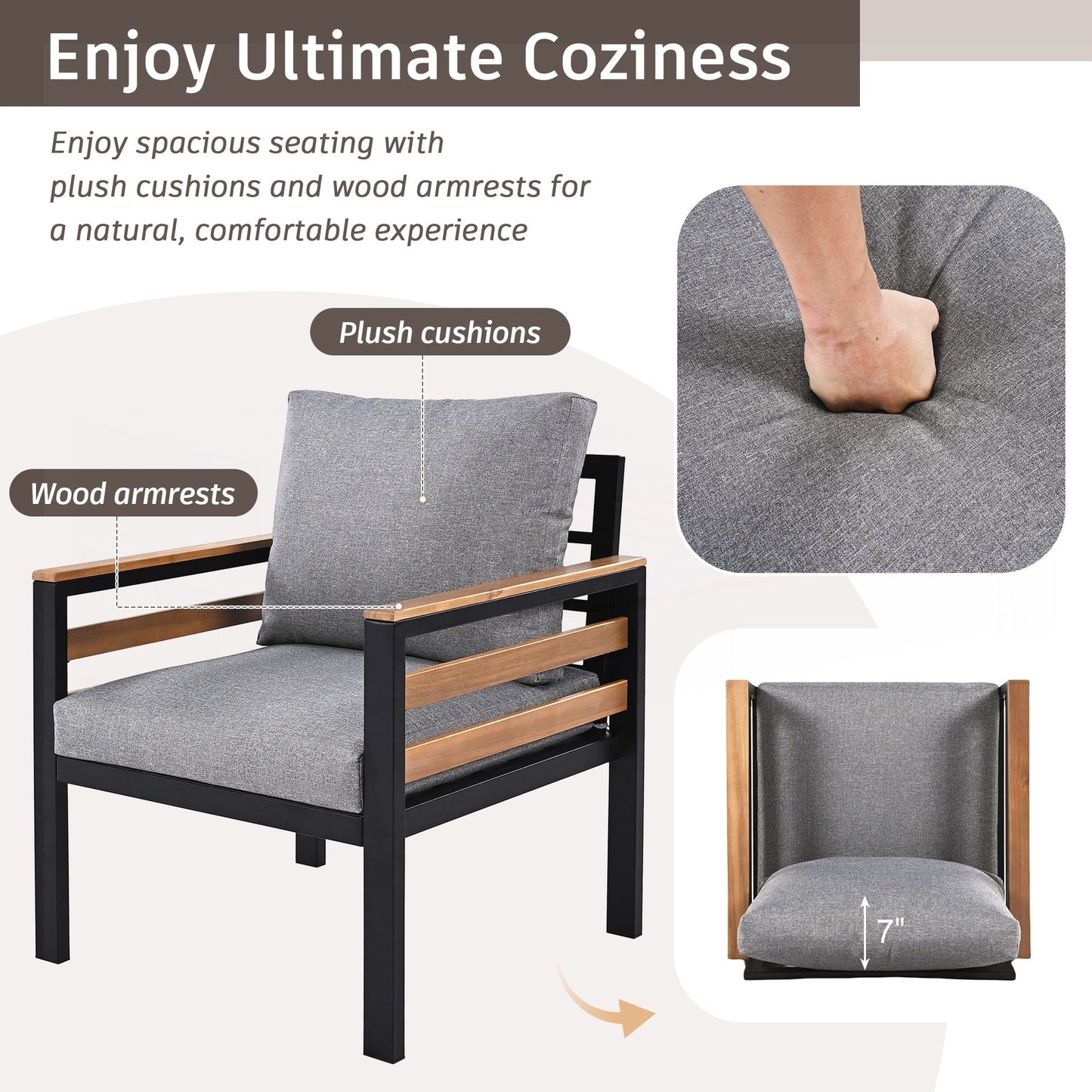 Set di mobili da giardino da 4 pezzi