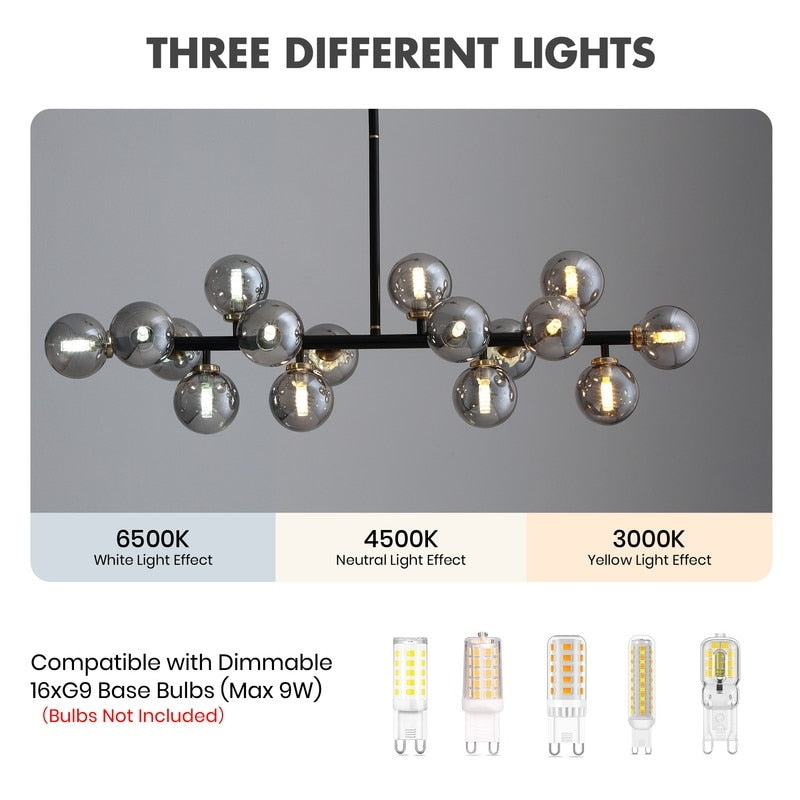 Lampadario lineare a 16 luci in ottone dorato, stile Mid-Century Modern, da 40 pollici, con paralume in vetro satinato, ideale per la sala da pranzo.