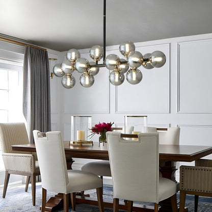 Lampadario lineare a 16 luci in ottone dorato, stile Mid-Century Modern, da 40 pollici, con paralume in vetro satinato, ideale per la sala da pranzo.