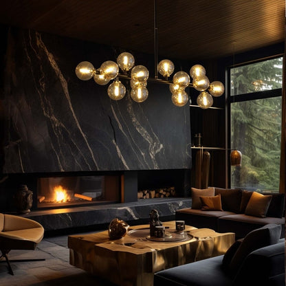 Lampadario lineare a 16 luci in ottone dorato, stile Mid-Century Modern, da 40 pollici, con paralume in vetro satinato, ideale per la sala da pranzo.