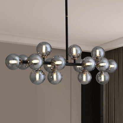 Lampadario lineare a 16 luci in ottone dorato, stile Mid-Century Modern, da 40 pollici, con paralume in vetro satinato, ideale per la sala da pranzo.