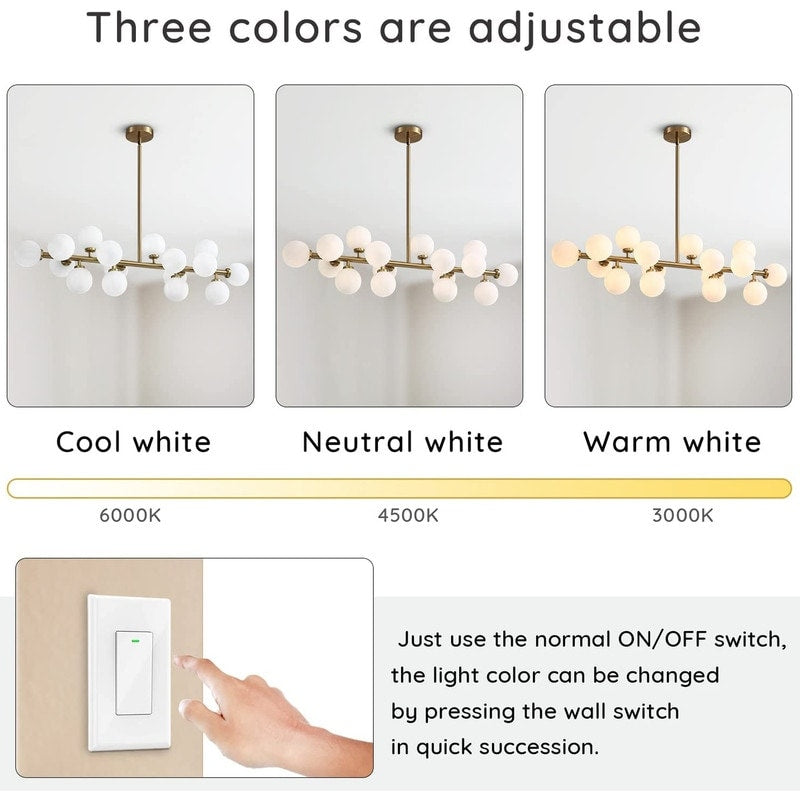 Lampadario lineare a 16 luci in ottone dorato, stile Mid-Century Modern, da 40 pollici, con paralume in vetro satinato, ideale per la sala da pranzo.