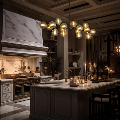 Lampadario lineare a 16 luci in ottone dorato, stile Mid-Century Modern, da 40 pollici, con paralume in vetro satinato, ideale per la sala da pranzo.