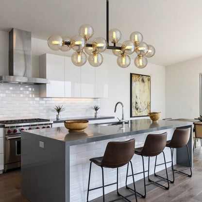 Lampadario lineare a 16 luci in ottone dorato, stile Mid-Century Modern, da 40 pollici, con paralume in vetro satinato, ideale per la sala da pranzo.