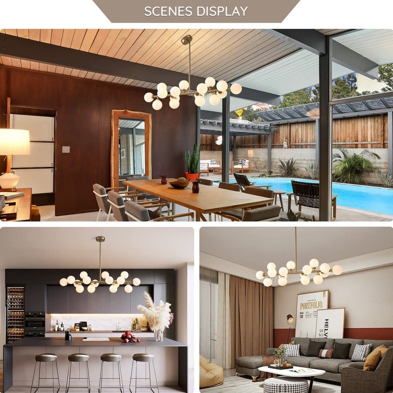 Lampadario lineare a 16 luci in ottone dorato, stile Mid-Century Modern, da 40 pollici, con paralume in vetro satinato, ideale per la sala da pranzo.