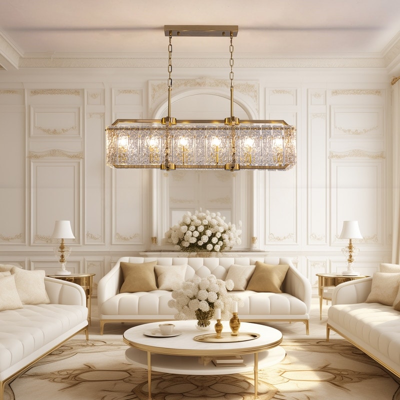 Lampadario rettangolare lineare moderno in cristallo da 40 pollici, 16 luci, oro ottone, per sala da pranzo, soggiorno, isola cucina.