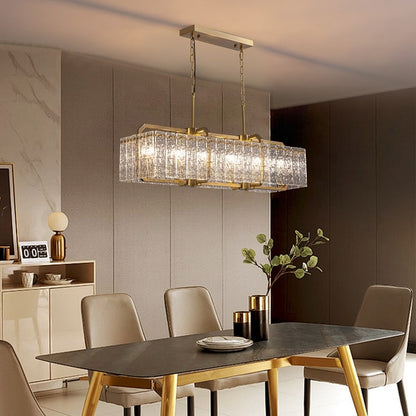 Lampadario rettangolare lineare moderno in cristallo da 40 pollici, 16 luci, oro ottone, per sala da pranzo, soggiorno, isola cucina.