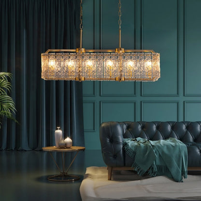 Lampadario rettangolare lineare moderno in cristallo da 40 pollici, 16 luci, oro ottone, per sala da pranzo, soggiorno, isola cucina.