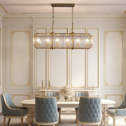 Lampadario rettangolare lineare moderno in cristallo da 40 pollici, 16 luci, oro ottone, per sala da pranzo, soggiorno, isola cucina.