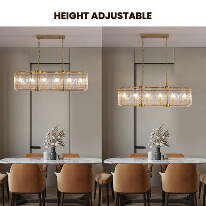 Lampadario rettangolare lineare moderno in cristallo da 40 pollici, 16 luci, oro ottone, per sala da pranzo, soggiorno, isola cucina.