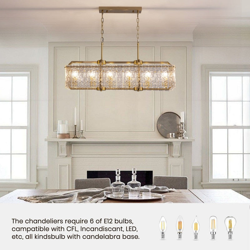 Lampadario rettangolare lineare moderno in cristallo da 40 pollici, 16 luci, oro ottone, per sala da pranzo, soggiorno, isola cucina.