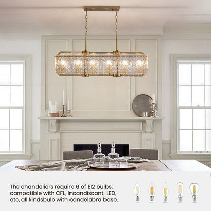 Lampadario rettangolare lineare moderno in cristallo da 40 pollici, 16 luci, oro ottone, per sala da pranzo, soggiorno, isola cucina.