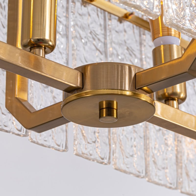 Lampadario rettangolare lineare moderno in cristallo da 40 pollici, 16 luci, oro ottone, per sala da pranzo, soggiorno, isola cucina.