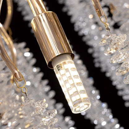 Lampadario a LED moderno a forma di albero con rami, rettangolare, in cristallo dorato, da 40 pollici, ideale per sala da pranzo, cucina, isola cucina.