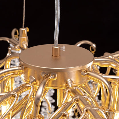 Lampadario a LED moderno a forma di albero con rami, rettangolare, in cristallo dorato, da 40 pollici, ideale per sala da pranzo, cucina, isola cucina.