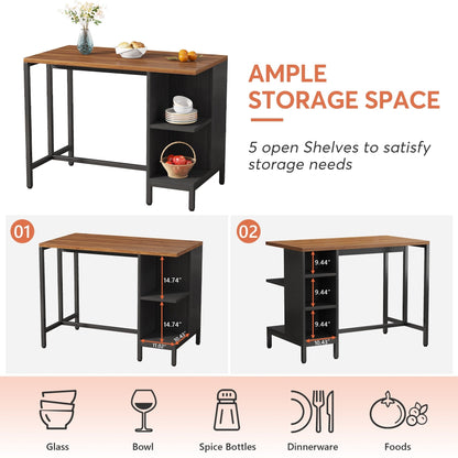 Isola da cucina larga 43 pollici, tavolo da cucina con 5 ripiani aperti.