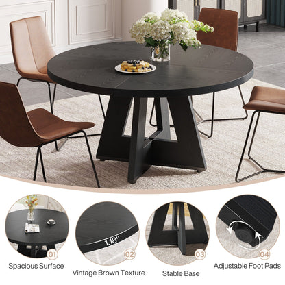 Tavolo da pranzo rotondo da 47 pollici per 4 persone, tavolo da cucina in stile farmhouse, piccolo tavolo da pranzo in legno per sala da pranzo e soggiorno.