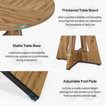 Tavolo da pranzo rotondo da 47 pollici per 4 persone, tavolo da cucina in stile farmhouse, piccolo tavolo da pranzo in legno per sala da pranzo e soggiorno.