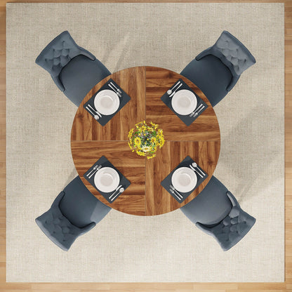 Tavolo da pranzo rotondo da 47 pollici per 4 persone, tavolo da cucina in stile farmhouse, piccolo tavolo da pranzo in legno per sala da pranzo e soggiorno.