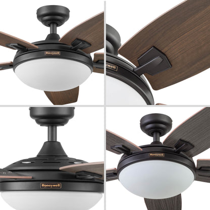 Ventilatore da soffitto Honeywell Carmel da 48 pollici con luce integrata e telecomando