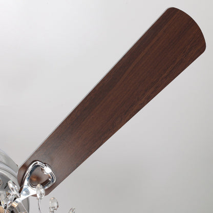 Ventilatore da soffitto a 5 pale, reversibile, moderno, con montaggio a soffitto a filo, in cristallo, da 48 pollici, con telecomando.