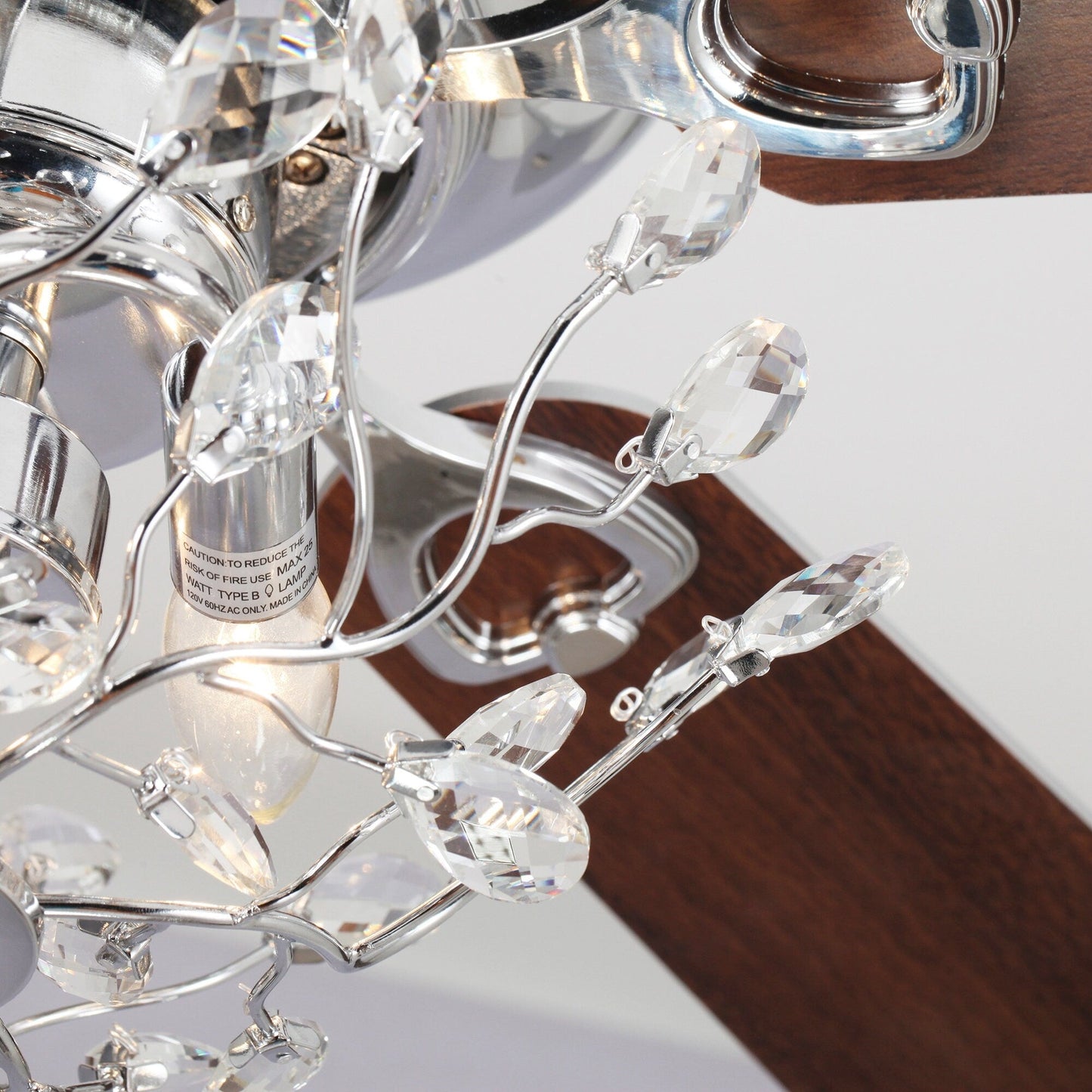 Ventilatore da soffitto a 5 pale, reversibile, moderno, con montaggio a soffitto a filo, in cristallo, da 48 pollici, con telecomando.