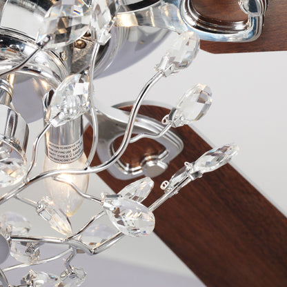 Ventilatore da soffitto a 5 pale, reversibile, moderno, con montaggio a soffitto a filo, in cristallo, da 48 pollici, con telecomando.