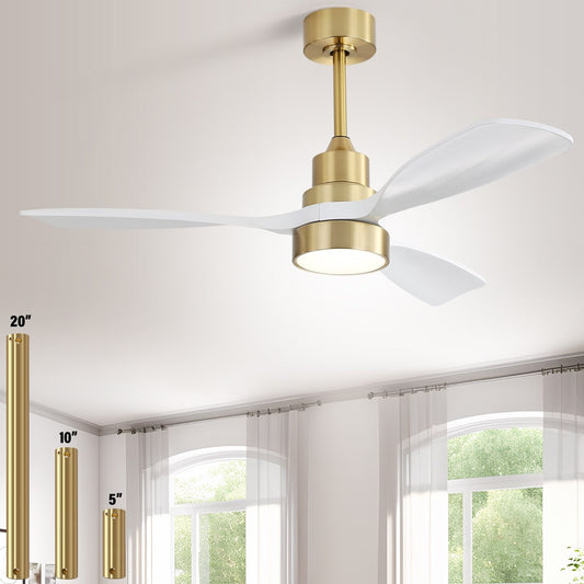 Ventilatore da soffitto a LED integrato da 48 e 52 pollici con luce e telecomando, motore DC reversibile