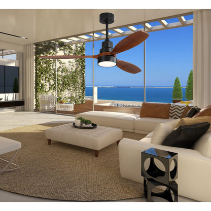 Ventilatore da soffitto a LED integrato da 48 e 52 pollici con luce e telecomando, motore DC reversibile