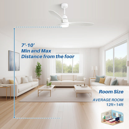 Ventilatore da soffitto a LED integrato da 48 e 52 pollici con luce e telecomando, motore DC reversibile